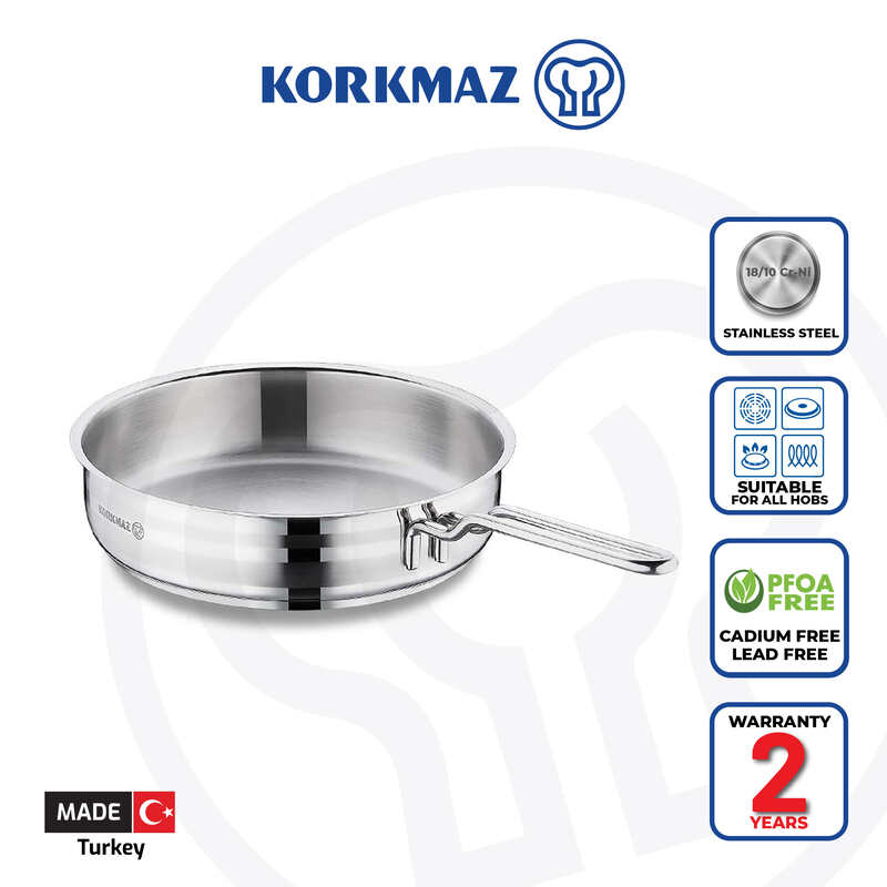 Korkmaz Astra Stainless Steel Frying Pan | Multiple Sizes Available