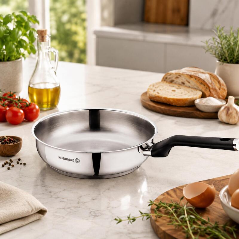 Korkmaz Pera 18/10 Stainless Steel Frying Pan, Induction Compatible