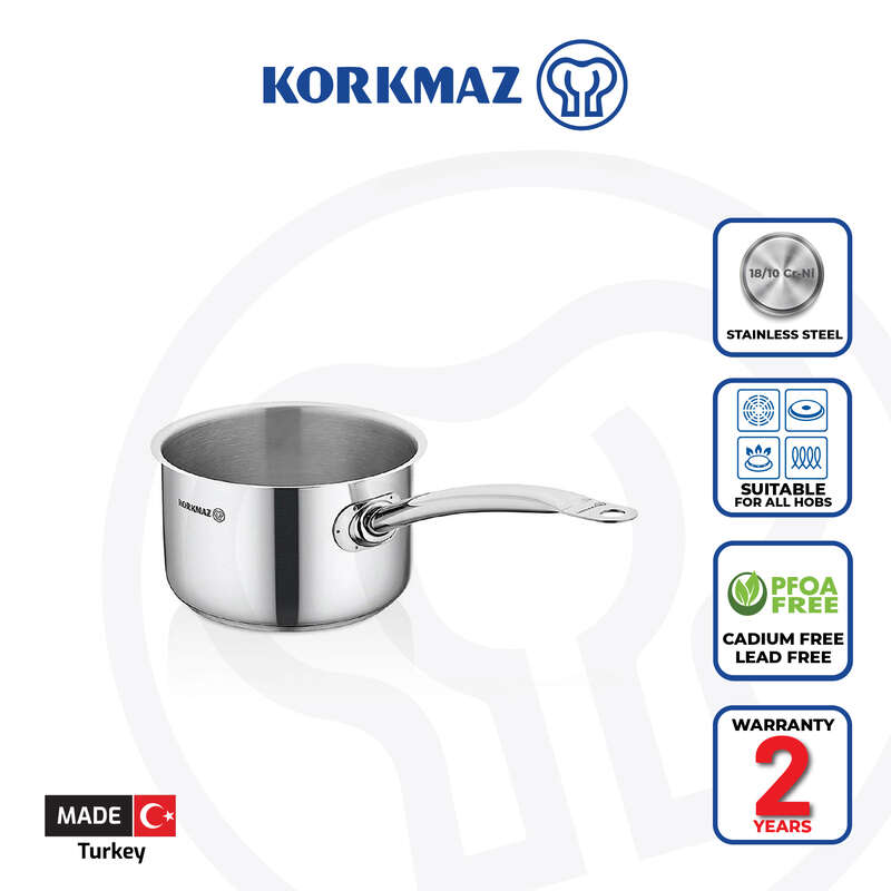 Korkmaz Proline Gastro Stainless Steel Saucepan | Multiple Sizes Available