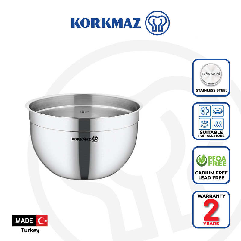 Korkmaz Proline Gastro Stainless Steel Mixing Bowl | Multiple Sizes Available