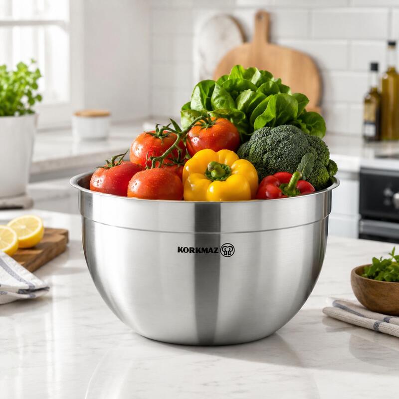 Korkmaz Proline Gastro 18/10 Stainless Steel Mixing Bowl & Food Preparation Container