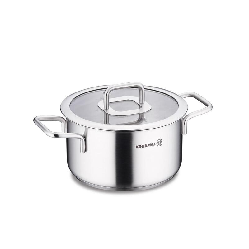 Korkmaz Stella 18/10 Stainless Steel Stock Pot with Lid | Multiple Sizes Available