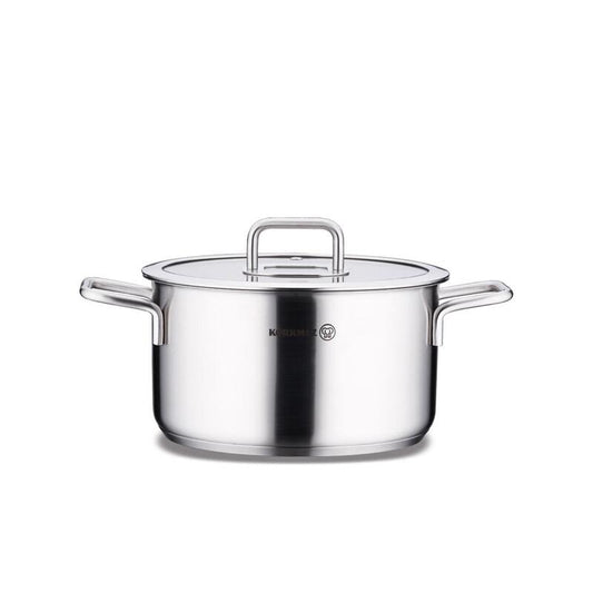 Korkmaz Stella 18/10 Stainless Steel Stock Pot with Lid – Induction Compatible, Durable Cooking Pot