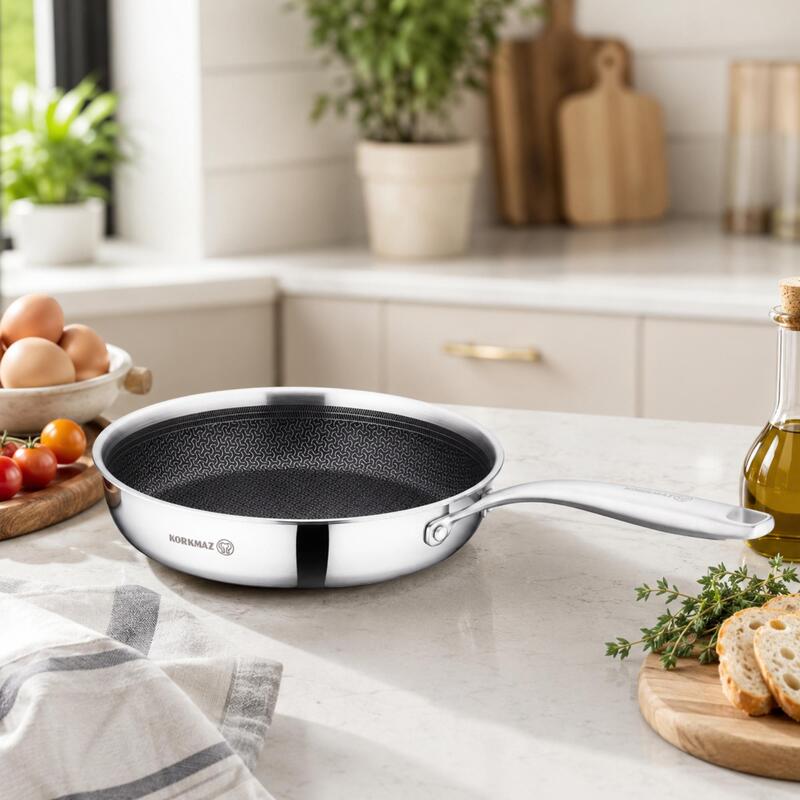 Korkmaz Altima 18/10 Stainless Steel Honeycomb Non-Stick Frying Pan, Induction Compatible