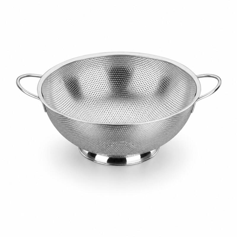 Korkmaz Mega Stainless Steel Footed Colander with Handles, Pasta & Vegetable Strainer