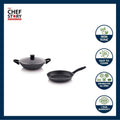 The Chef Story Everyday Series Non-Stick Cookware Set | 28cm Frying Pan & Wok | PFOA-Free | Induction Compatible